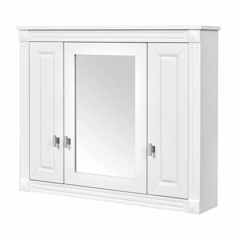 Wall-Mounted Medicine Cabinet with 4 Shelves, Mirrored Door Over-Toilet Storage