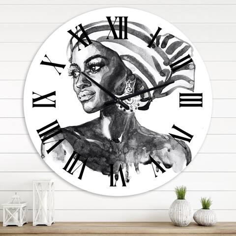 Designart 'Portrait of African American Woman XII' Modern wall clock