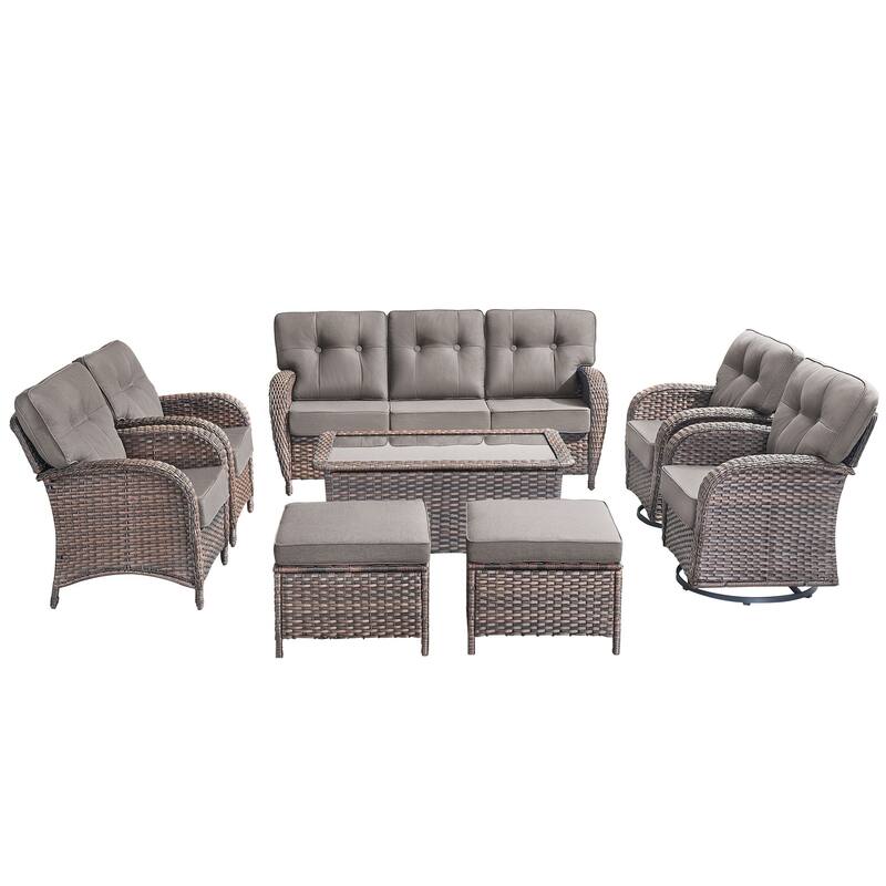 8 Pieces Pocassy Sofa Chairs Ottoman with Swivel Chairs