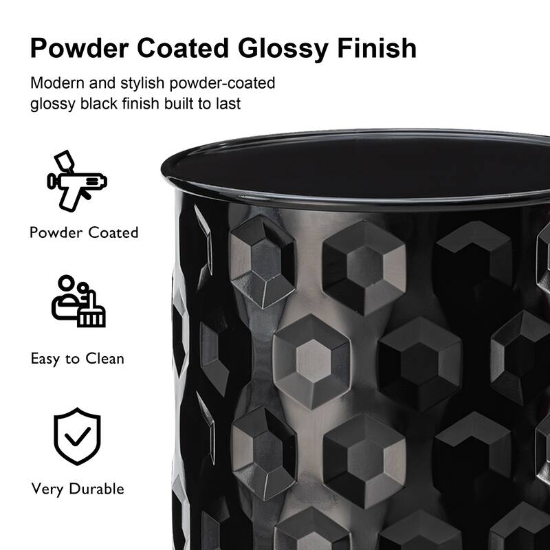 Glitzhome Set of 2 Glossy Black Metal Outdoor Table Accent Stool - 14.25"W x 14.25"D x 18.75"H