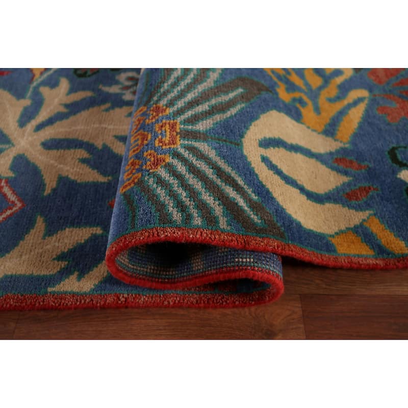 Animals Design Blue Ziegler Oriental Area Rug Hand-Knotted Wool Carpet - 9'11" x 13'8"