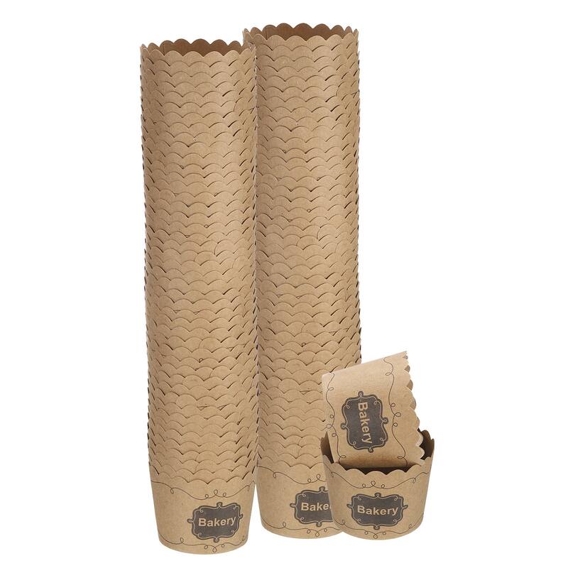 100Pcs Paper Baking Cups Brown Kraft Paper Muffins Liner Cupcake Bakery