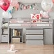 preview thumbnail 1 of 7, Modern Full Size Loft Bed With Retractable Writing Desk,3 Drawers,Storage Stairs and Shelves Grey