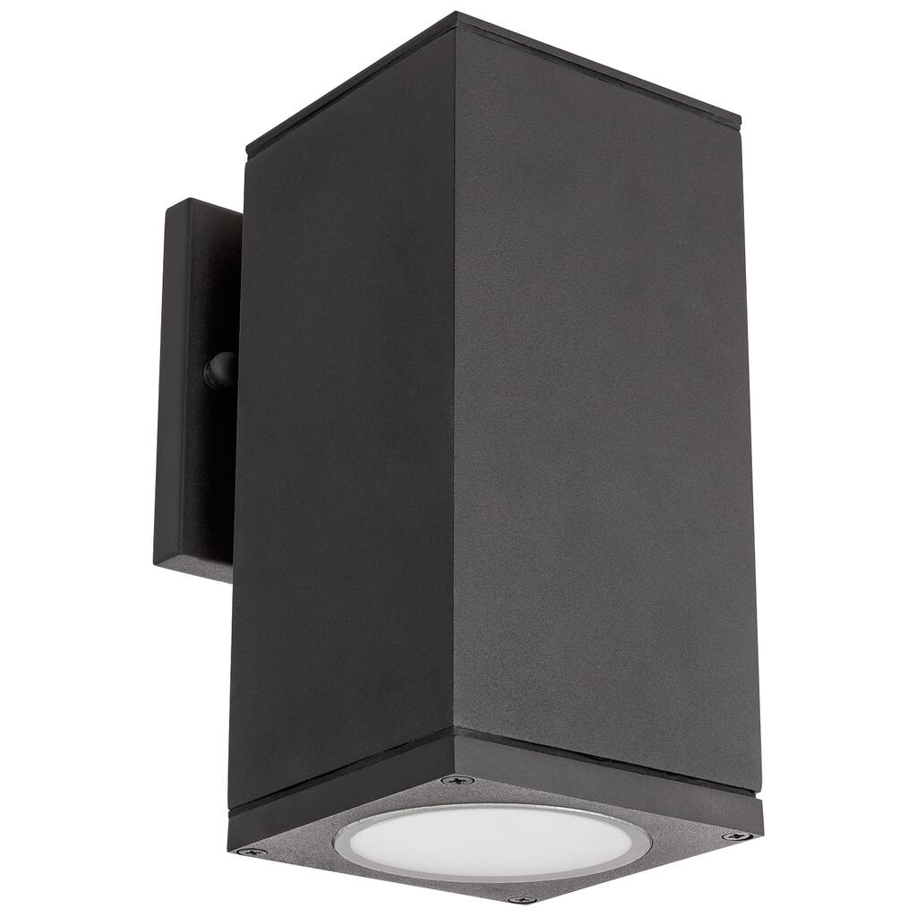 Sunlite 8 in. Black LED Daylight 5000K Outdoor Dimmable 1100 Lumens Rectangle Wall Mount Light Sconce - 8 in
