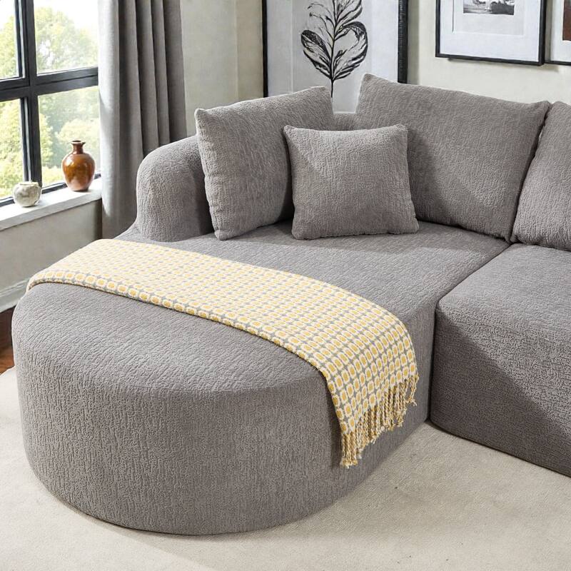 109" Cloud Sectional Couch, Boneless L-Shaped Sofa with Chaise, Corduroy Upholstery, Memory Foam