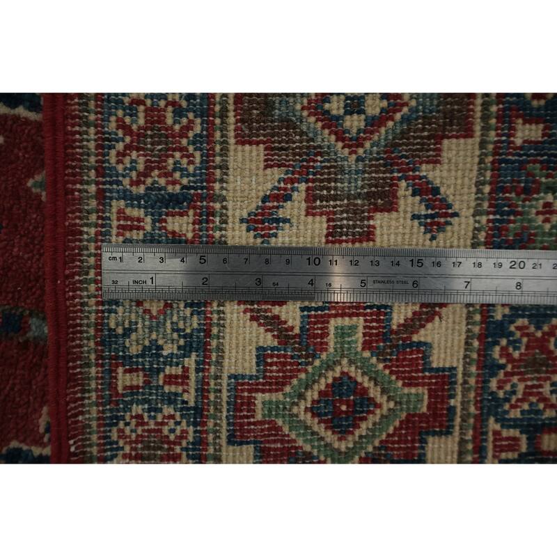 Hand Knotted Oriental 100% Wool Carpet Traditional Geometric Red Kazak Area Rug - 5' 9'' X 3' 10''