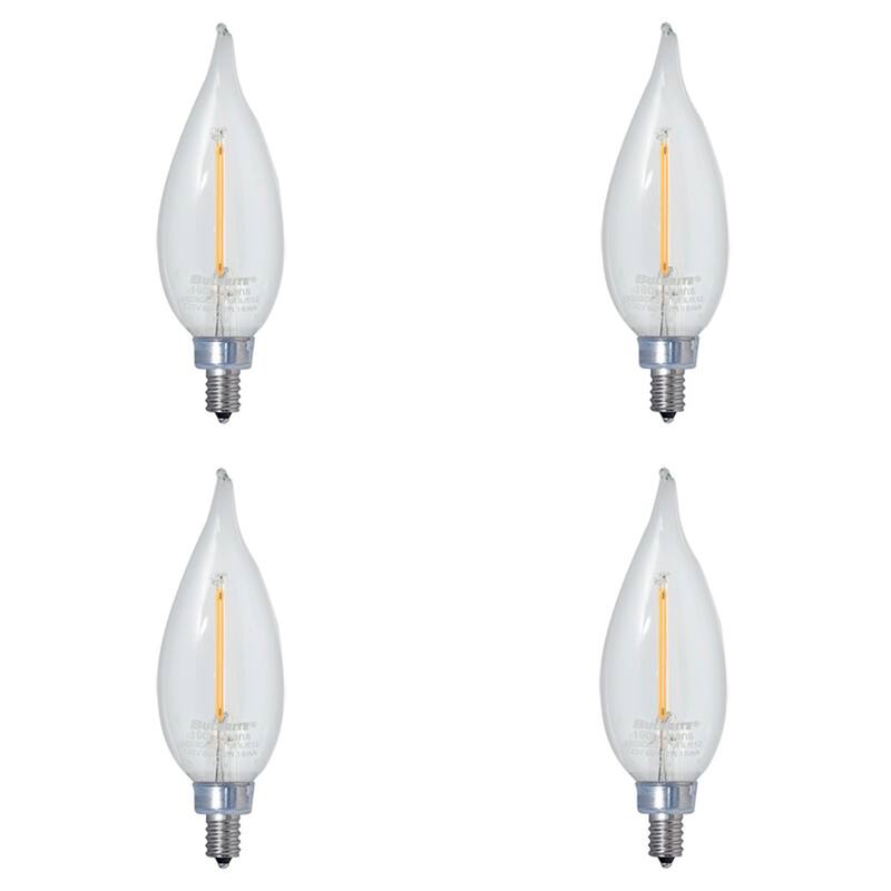 Bulbrite Pack of (4) Dimmable Clear Filament CA10 Candelabra (E12) LED Bulb - 4.5Watt- 350 Lumens, 3000K, and 90 CRI - Soft White Light