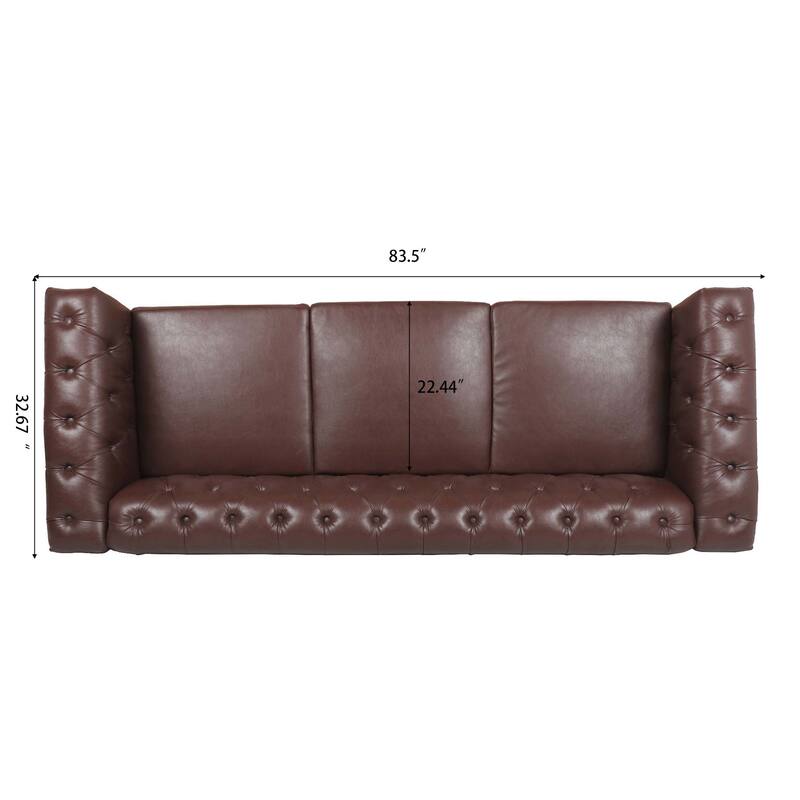 Traditional Sofa Couch 82.5" Width Square Arm Removable Cushion 3 Seater Sofa