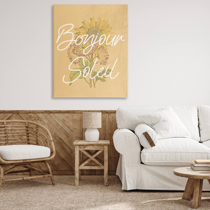 Stupell Hello Sunshine French Phrase Canvas Wall Art Design By Lil' Rue
