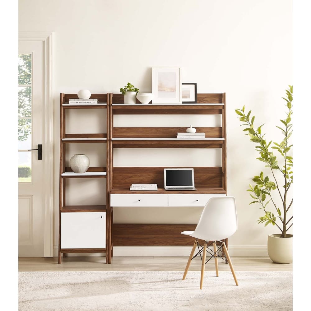 Bixby 2-Piece Wood Office Desk and Bookshelf