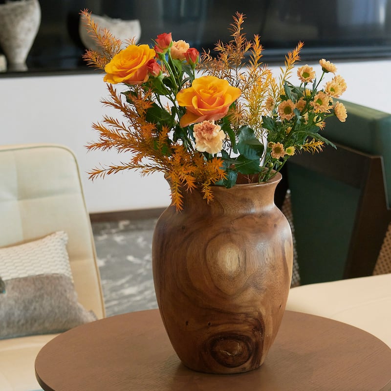 Natural Grain Suar Wood Decorative Vase