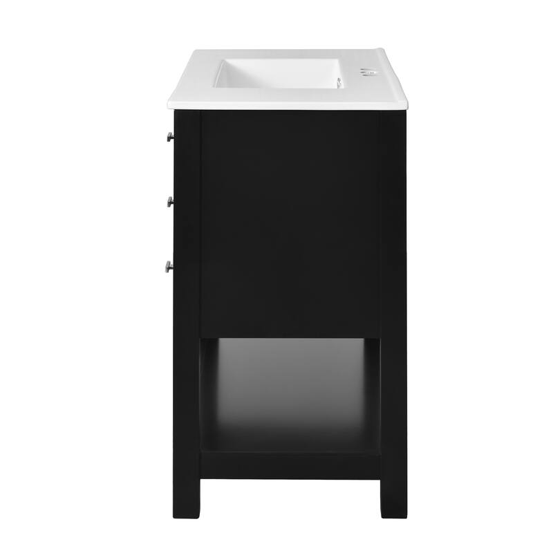 Roomfitters 36" Vanity with Sink, Modern Bathroom Cabinet with 2 Doors and 6 Drawers, Freestanding Storage Design