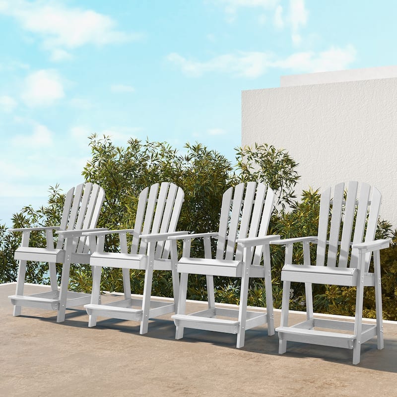 Costway 1/2/4 PCS Tall Bar Stool HDPE Patio Chair with Armrest - 4-Piece