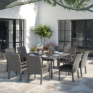 Ove Decors Monaco 9-Piece Dining Set in Dark Grey