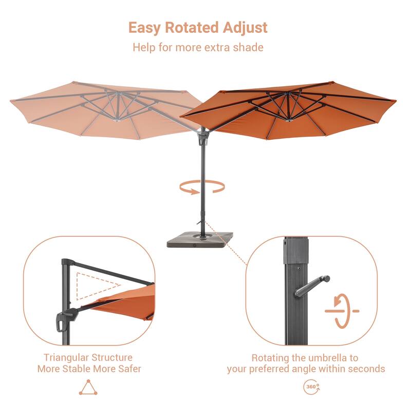 LIVOOSUN 11ft Patio Offset Umbrella Cantilever Umbrella with Base