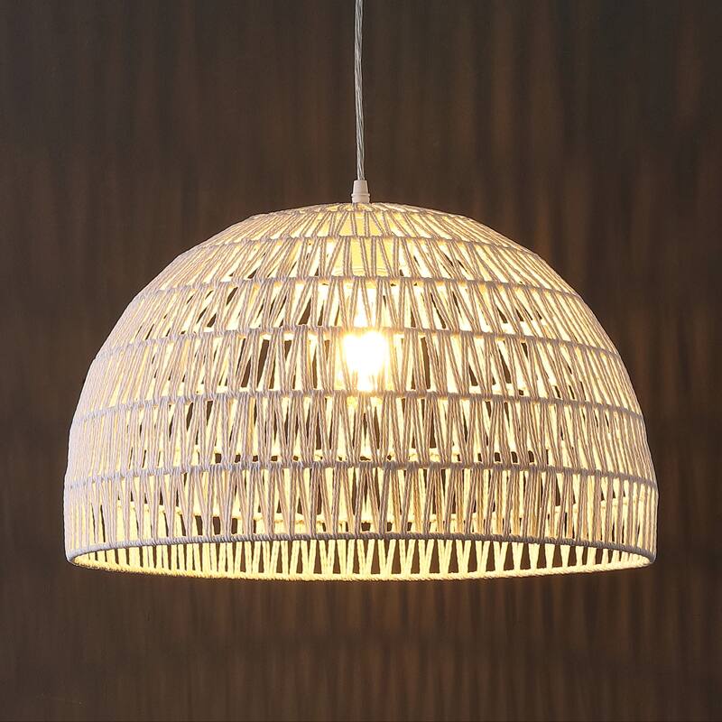 Jigu 1-Light Woven Rattan/Iron LED Pendant, by JONATHAN Y