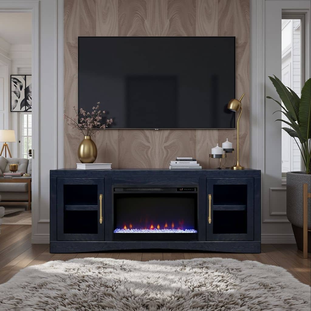 Bridgevine Home Heritage 65 inch Fireplace TV Stand, for TVs up to 75 inches