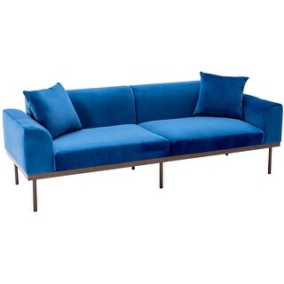 Modern Velvet Square Arms Loveseat Sofa with 2 Toss Pillows Sofa and ...