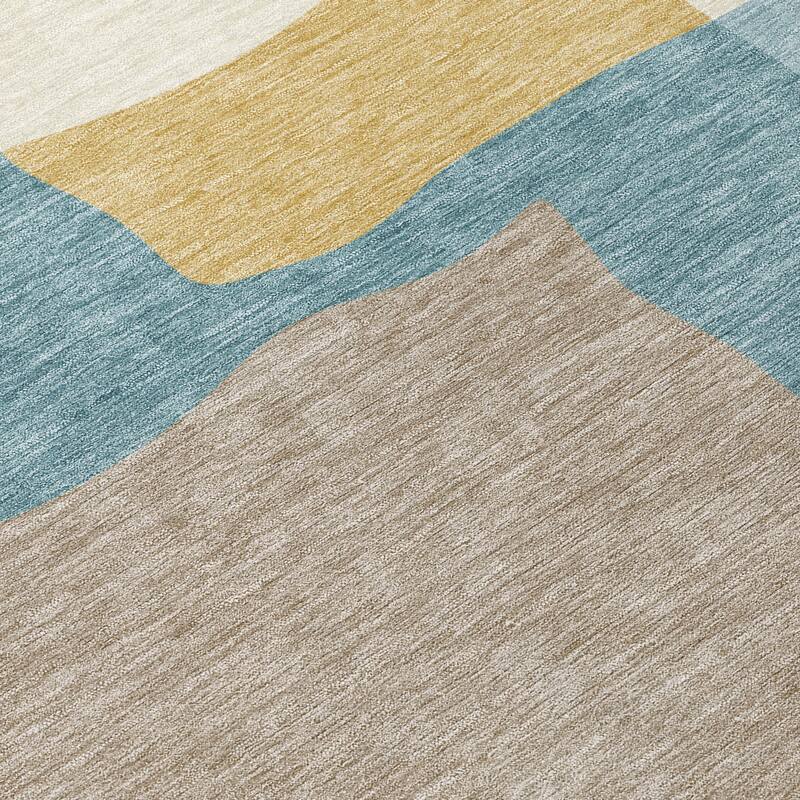 Machine Washable Indoor/ Outdoor Contemporary Blox Chantille Rug