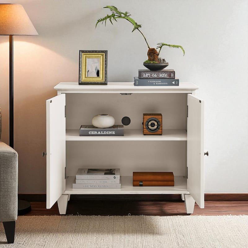 Retro Wooden Sideboard Buffet Cabinet, Geometric Accent Storage Credenza with Adjustable Shelf, Entryway/Dining/Media Console