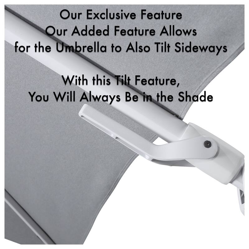 Margutta 10 ft. Square Aluminum Cantilever Tilt Outdoor Patio Umbrella with Granite Base in Mouse Gray