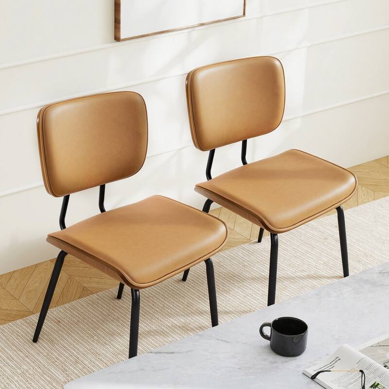 Faux Leather Upholstered Dining Chairs Set of 2/4 - 33.5"H x 19.3"W x 23"D