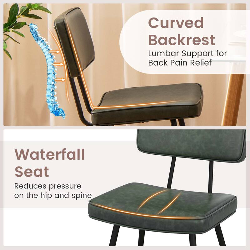 Costway Dining Chairs Set of 2 with PU Leather Cover Filled Sponge - See Details