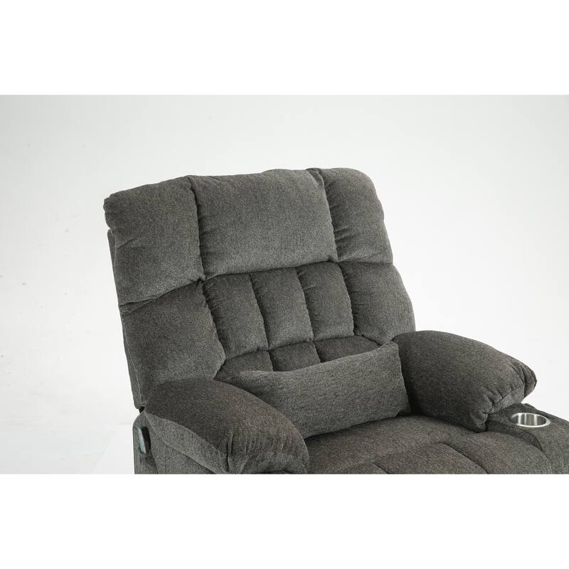 Lift Recliner Chair with Heat & Massage, Dual OKIN Motor Heavy-Duty Recliner Chair, Lounge Chair with Side Pockets & Cup Holders