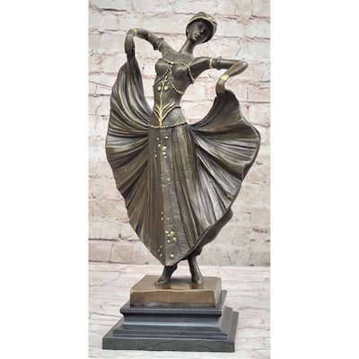 Demetre Chiparus Art Deco Bronze Sculpture Female Dancer Guilded Age Fashion