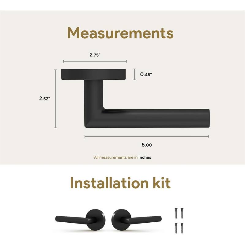 Mega Handles RONN Dummy Flat Door Lever, Non-Turning Reversible Door Handle for Closet, French, Pantry Doors, Easy Installation