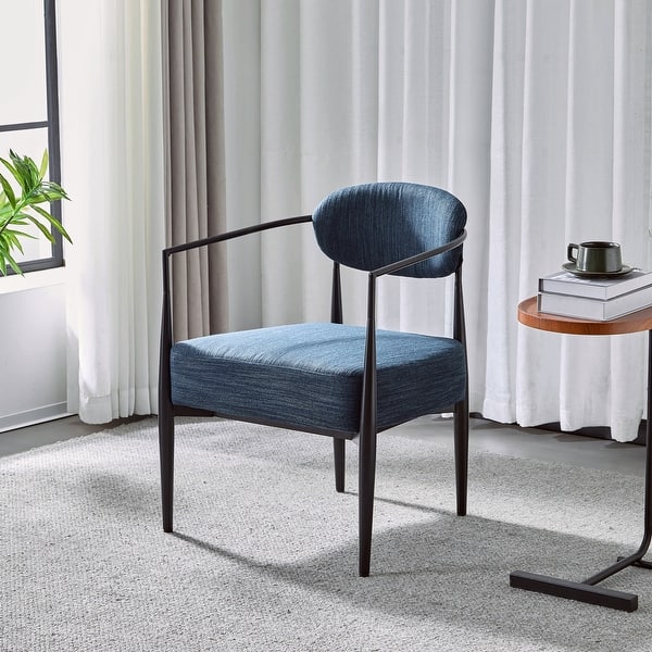 slide 2 of 5, Roomfitters Modern Accent Chair with Upholstered Curved Back and Metal Frame, Comfy Lounge Seating for Living Room, Navy Blue Navy Blue