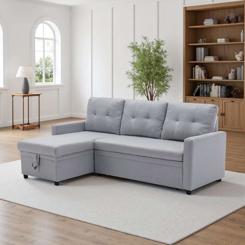 79" W L Shaped Reversible Convertible Pull Out Couch Bed Sleeper Sofa