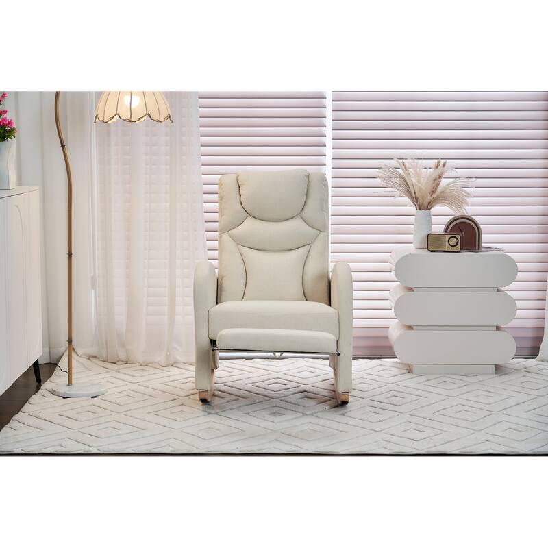 Comfortable Rocking Chair with Adjustable Footrest and Spacious Seat, Perfect for Relaxing and Unwinding.