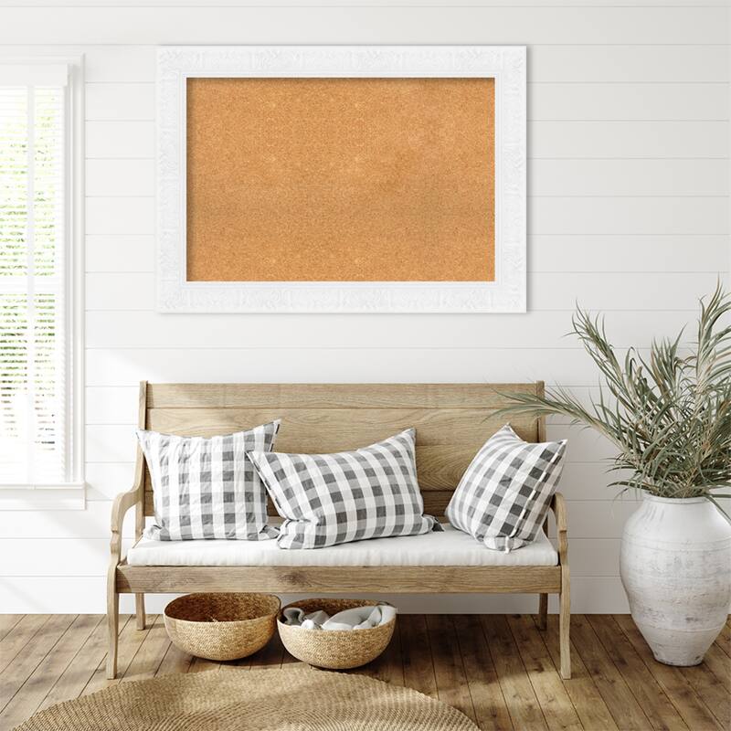 Luxe White Framed Cork Board - Bulletin Board, Organization Board, Pin Board