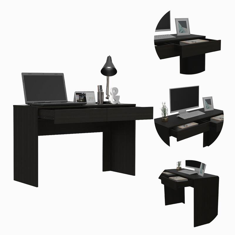 2-Drawer Computer Desk with wood legs