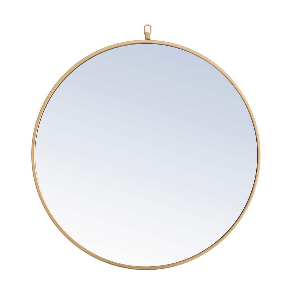Strick & Bolton Patti Metal 28-inch Round Mirror with Decorative Hook