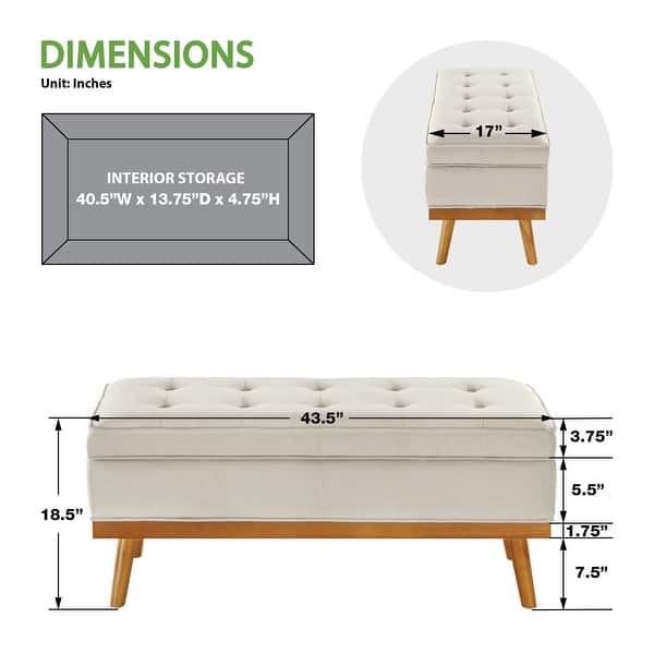 dimension image slide 4 of 8, Carson Carrington Sastamala Mid-century Storage Bench