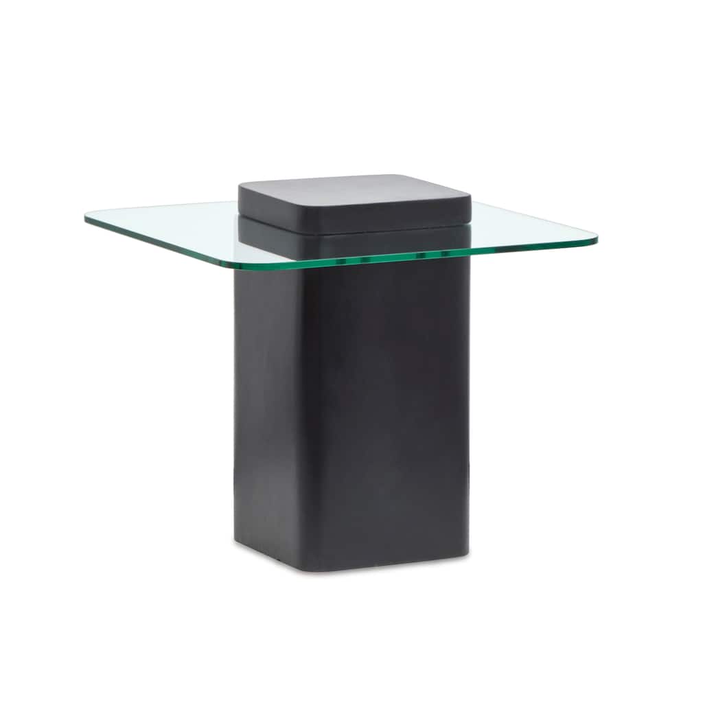 Magnussen Home Donora Clear Glass And Obsidian Square End Table - 21.65''W x 21.65''D x 19.69''H