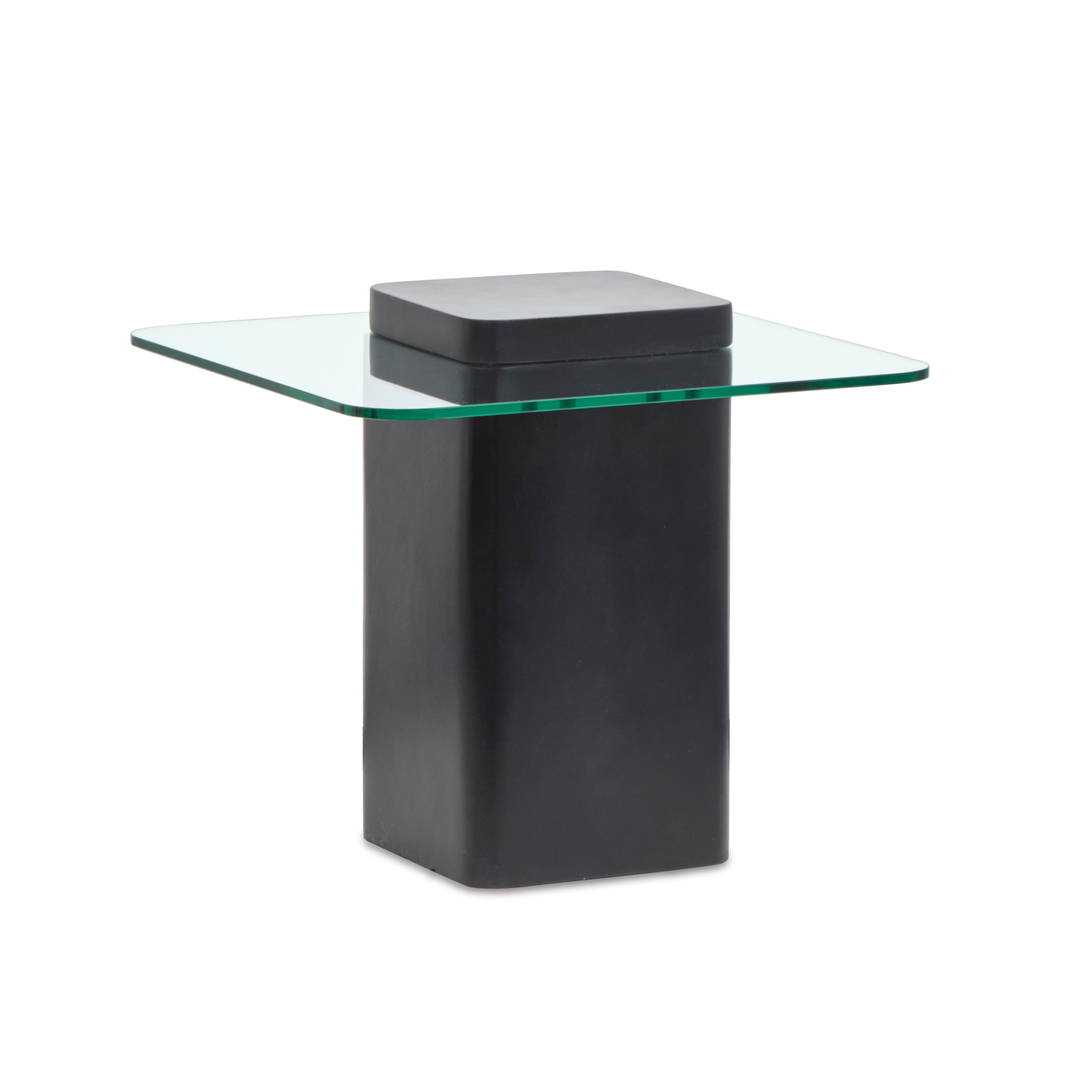 Magnussen Home Donora Clear Glass And Obsidian Square End Table - 21.65''W x 21.65''D x 19.69''H