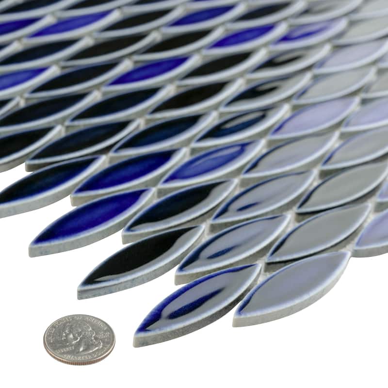 Merola Tile Pescado Glossy Azul 12" x 12-1/2" Porcelain Floor and Wall Tile