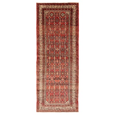 ECARPETGALLERY Hand-knotted Andelz Red Wool Rug - 3' 5" x 9' 3"