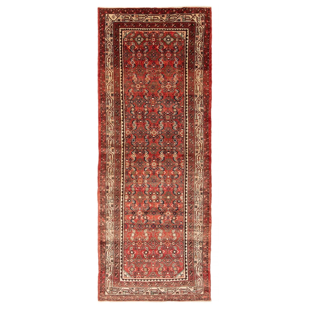 ECARPETGALLERY Hand-knotted Andelz Red Wool Rug - 3' 5" x 9' 3"