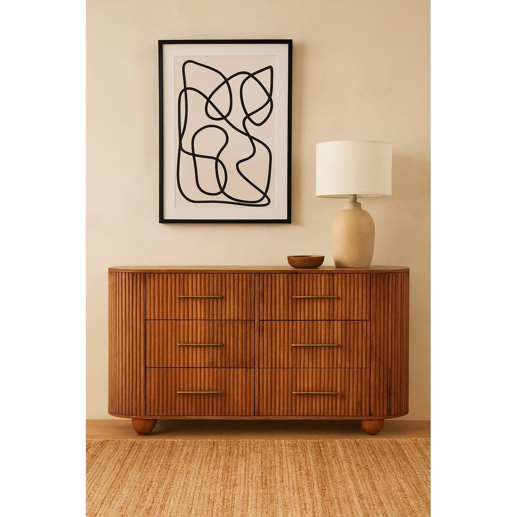 Artisan Furniture Solid Wood Ridge front Chest – Amber Oak ,6-Drawers