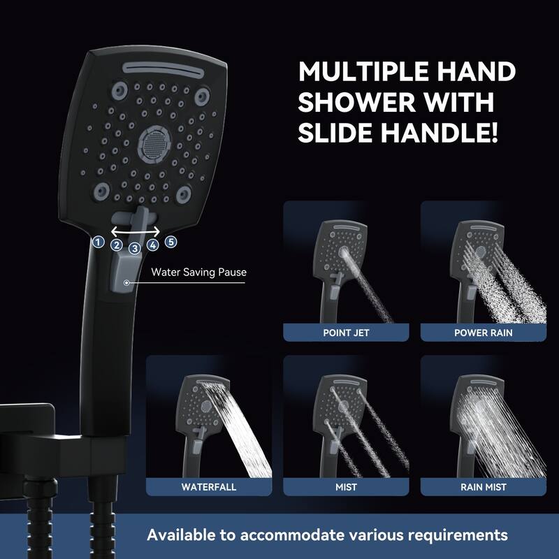 Shower Faucet Set with 10 in. Head Complete Shower System Matte Black