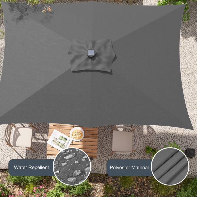 LIVOOSUN 6x9Ft LED Patio Umbrella Weather Resistant Table Umbrella