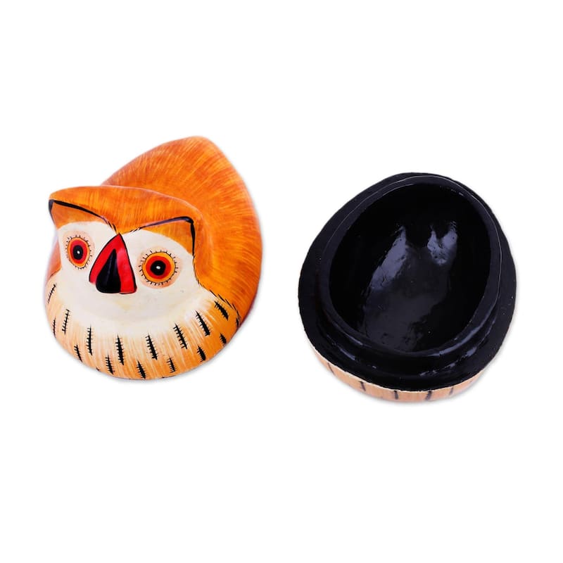 Novica Handmade Owl Master Papier Mache Decorative Box