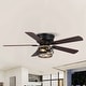 preview thumbnail 6 of 17, 48" Antique Wooden 5-Blade Black Flush Mount Ceiling Fan with Light