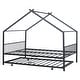 preview thumbnail 20 of 87, Metal House Bed with Trundle and Roof for Kids, Boys and Girls, Bedroom
