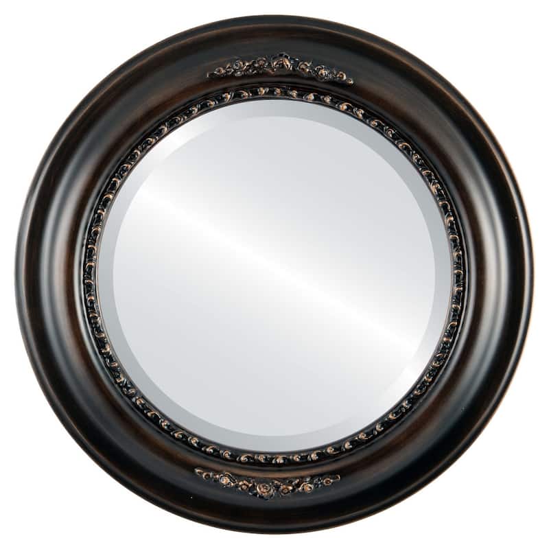 Boston Framed Round Mirror in Rubbed Bronze - Antique Bronze