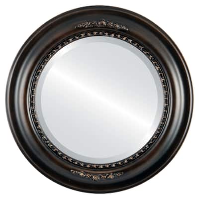 Boston Framed Round Mirror in Rubbed Bronze - Antique Bronze